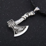 Dropshipping antique silver color viking wolf and odin raven ax pendant necklace as birthday gift