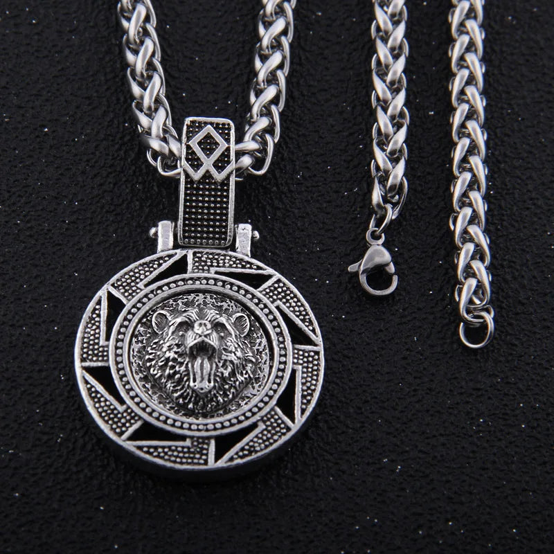 Odin Bear Wolf Raven Talisman Amulet Viking Necklace Wicca Bird Jewelry Knot Runes Neckless Wiccan Pagan Men Women Accessories