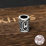 S925 Sterling Silver Viking beard Beads Hair Beads with keel chain and cow leather chain and vintage wood box as gift