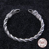 S925 Sterling Silver Viking Odin Raven Bangle with wood box as gift for men or women