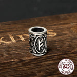 S925 Sterling Silver Viking beard Beads Hair Beads with keel chain and cow leather chain and vintage wood box as gift