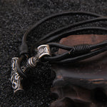 Dropshipping Stainless steel Viking thor hammer pendant hand made really leather Bracelet for men gift