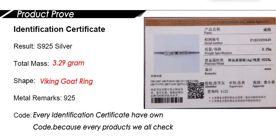 S925 Sterling Silver Viking Adjustable Goat Twist Ring with vintage viking wood box
