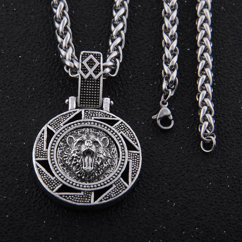 Odin Bear Wolf Raven Talisman Amulet Viking Necklace Wicca Bird Jewelry Knot Runes Neckless Wiccan Pagan Men Women Accessories