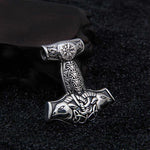 925 Sterling Silver Viking Goat Viking Thor hammer Pendant Nekclace with real leather and keel chain as gift