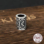 S925 Sterling Silver Viking beard Beads Hair Beads with keel chain and cow leather chain and vintage wood box as gift