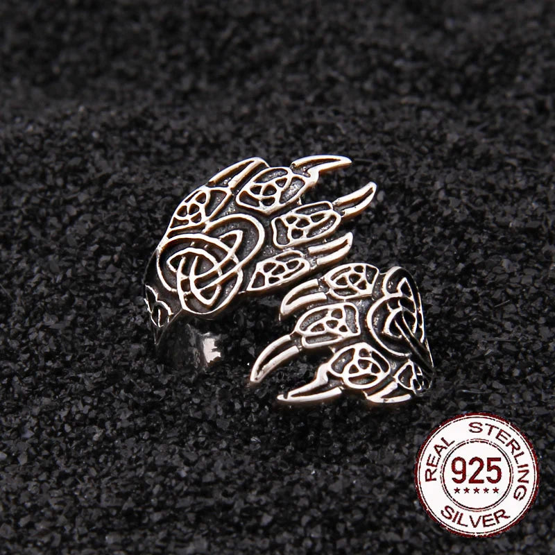 Berserker Claw Celtic Viking Ring - 925 Sterling Silver