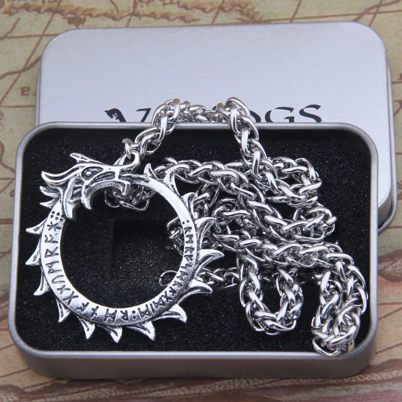 2018 Nordic Vikings Vegvisir round dragon pendant necklace for men gift with stainless steel chain