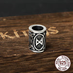 S925 Sterling Silver Viking beard Beads Hair Beads with keel chain and cow leather chain and vintage wood box as gift