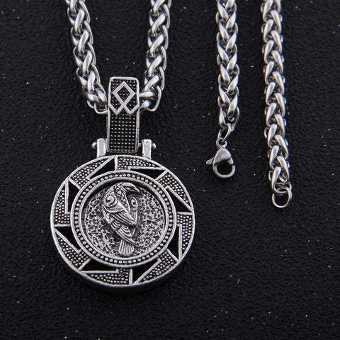 Odin Bear Wolf Raven Talisman Amulet Viking Necklace Wicca Bird Jewelry Knot Runes Neckless Wiccan Pagan Men Women Accessories