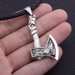 Dropshipping antique silver color viking wolf and odin raven ax pendant necklace as birthday gift