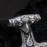 925 Sterling Silver Viking Raven thor hammer Pendant necklace with cow leather and keel chain as gift