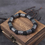 Stainless steel Runes Beads Men Bracelet Viking Rune Bracelet Fashion Charm Beads Bracelet wooden box