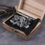 Stainless Steel 24pcs/lot Viking Runes Beads Charms TIWAZ TYR Sol rune Odal Futhark Rune beads for Hair Beard with wooden box