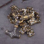Gold Trimmed King Chain With Dragon Heads & Fenrir Pendant