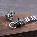 Never Fade Rock Viking Wolf Charm Bracelet Men's Stainless Steel Mesh Chain Gold Wolf Punk Jewelry without box