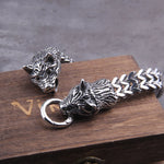 Never Fade Rock Viking Wolf Charm Bracelet Men's Stainless Steel Mesh Chain Gold Wolf Punk Jewelry without box