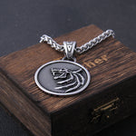 the Wizard wolf head pendant necklace for Geralt with a The Wild Hunt 3 Figure TV