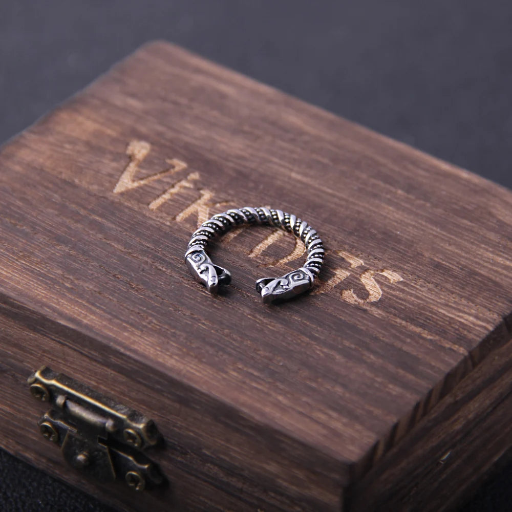 Never Fade Stainless Steel Viking Dragon Statement Rings Men Vintage Color Nordic Viking Totem Odin Men Rings Jewelry