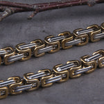 Gold Trimmed King Chain With Dragon Heads & Fenrir Pendant