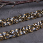 Gold Trimmed King Chain With Dragon Heads & Fenrir Pendant