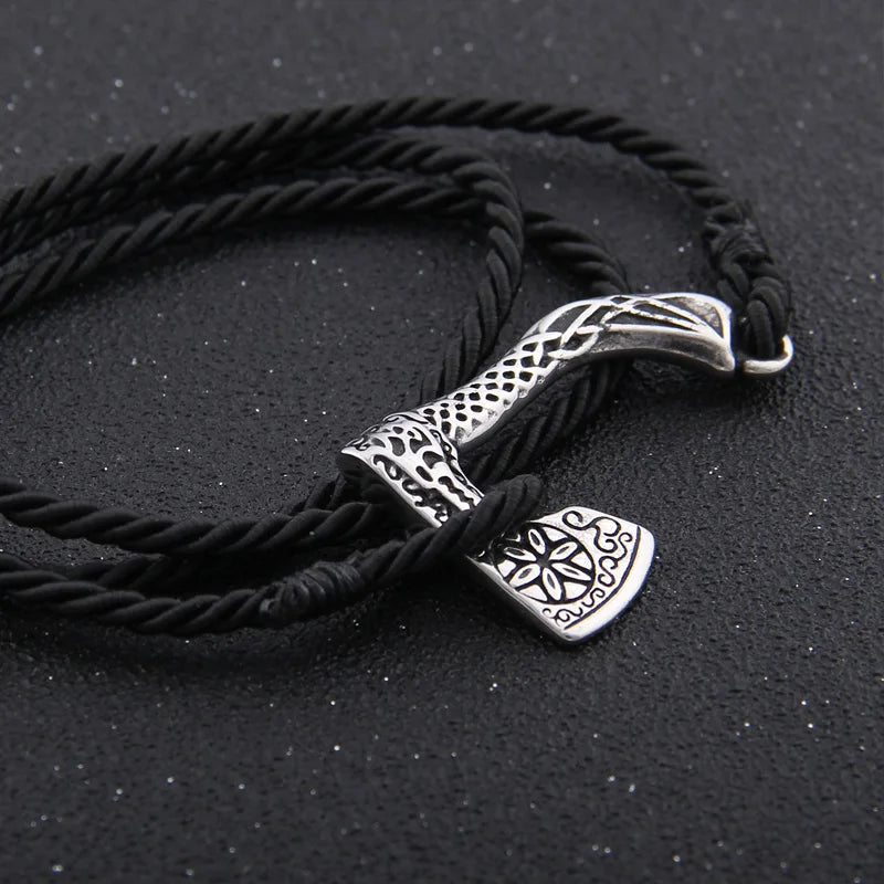Men's Jewelry Axe Wrap Viking Bracelet Men's Leather Accessories Silver Color Hatchet Handmade Pirate Bracelet For Male