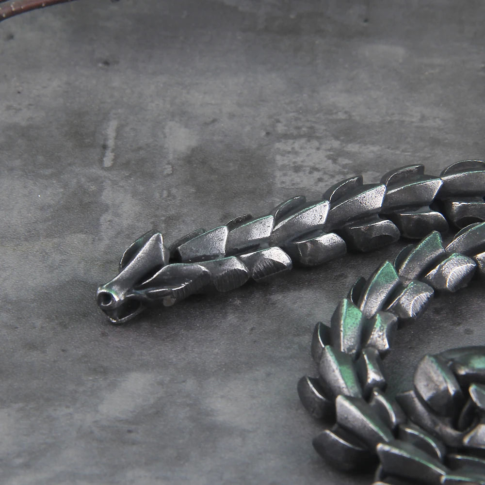 Viking Ouroboros vintage punk Necklace for men never fade stainless steel fashion Jewelry hippop street culture