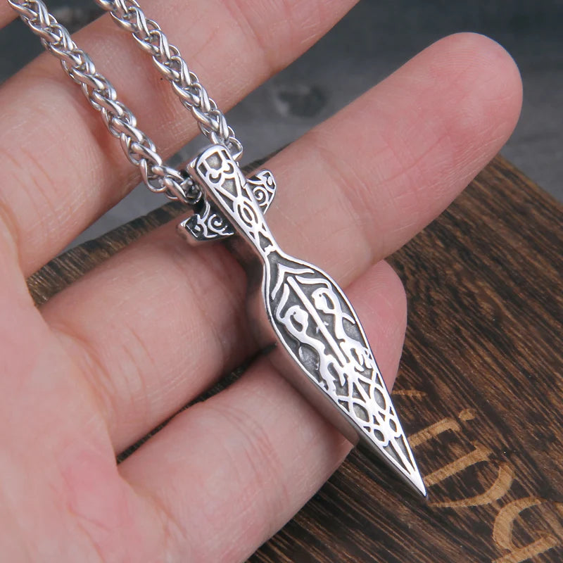 Never Fade viking sword spear pendant necklace viking scandinavian norse viking necklace Men Stainless Steel gift