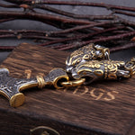 Gold Trimmed King Chain With Dragon Heads & Fenrir Pendant
