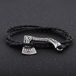 Men's Jewelry Axe Wrap Viking Bracelet Men's Leather Accessories Silver Color Hatchet Handmade Pirate Bracelet For Male