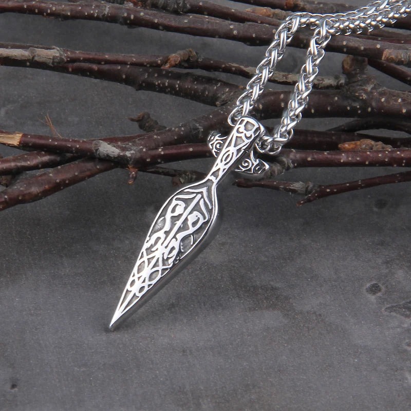 Never Fade viking sword spear pendant necklace viking scandinavian norse viking necklace Men Stainless Steel gift