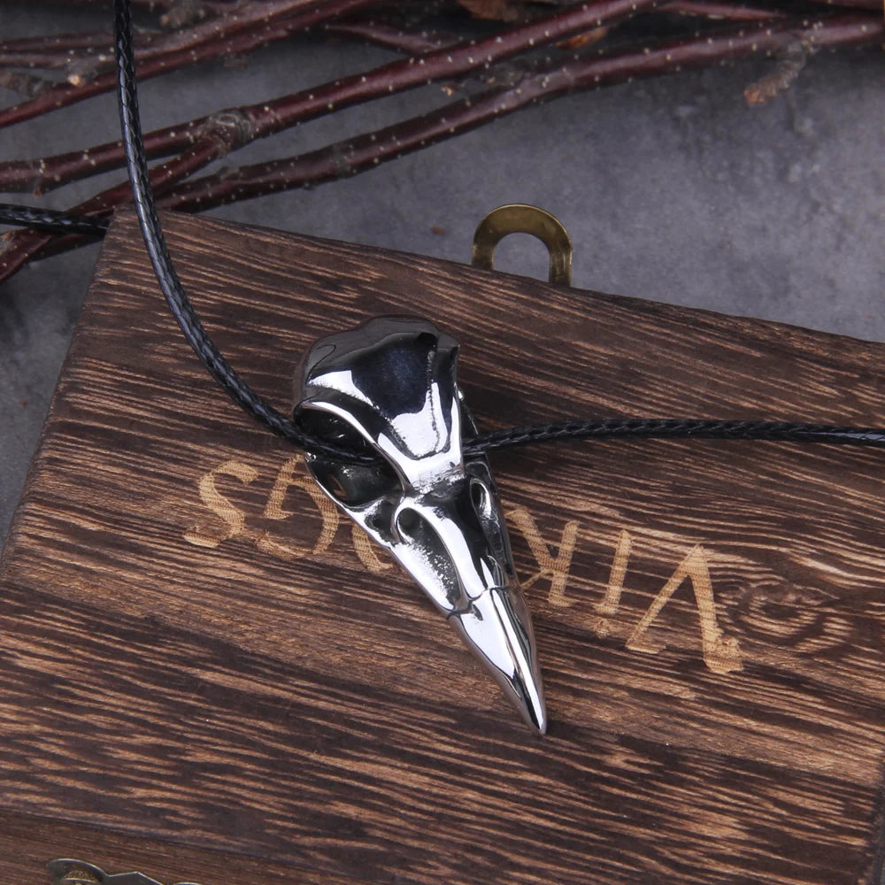 Men Retro Crow Viking Pirate Pendant Necklace Stainless Steel Raven Neck Chain For Male Men's Berserk Rune Cool Fashion Jewelry