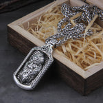 Real 925 Sterling Silver Odin Photo frame with chain and Viking wooden box as gift