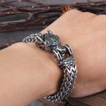 New Viking Ouroboros vintage punk bracelet for men stainless steel fashion Jewelry hippop street culture with wooden box