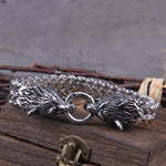 Never Fade Rock Viking Dragon Charm Bracelet Men's Stainless Steel Mesh Chain silver color Wolf Punk Bracelets Biker Jewelry