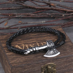 Men's Jewelry Axe Wrap Viking Bracelet Men's Leather Accessories Silver Color Hatchet Handmade Pirate Bracelet For Male