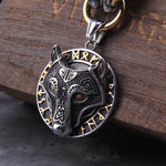 Gold Trimmed King Chain With Dragon Heads & Fenrir Pendant