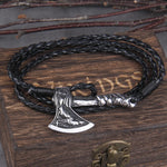 Men's Jewelry Axe Wrap Viking Bracelet Men's Leather Accessories Silver Color Hatchet Handmade Pirate Bracelet For Male