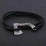 Men's Jewelry Axe Wrap Viking Bracelet Men's Leather Accessories Silver Color Hatchet Handmade Pirate Bracelet For Male