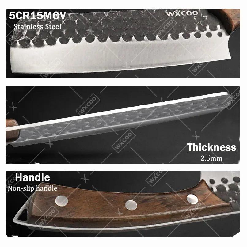 8PCS Professional Kitchen Chef Knife Set Handmade Forged Stainless Steel Chef Knife Butcher Knife Vegetable Utility Boning Fish
