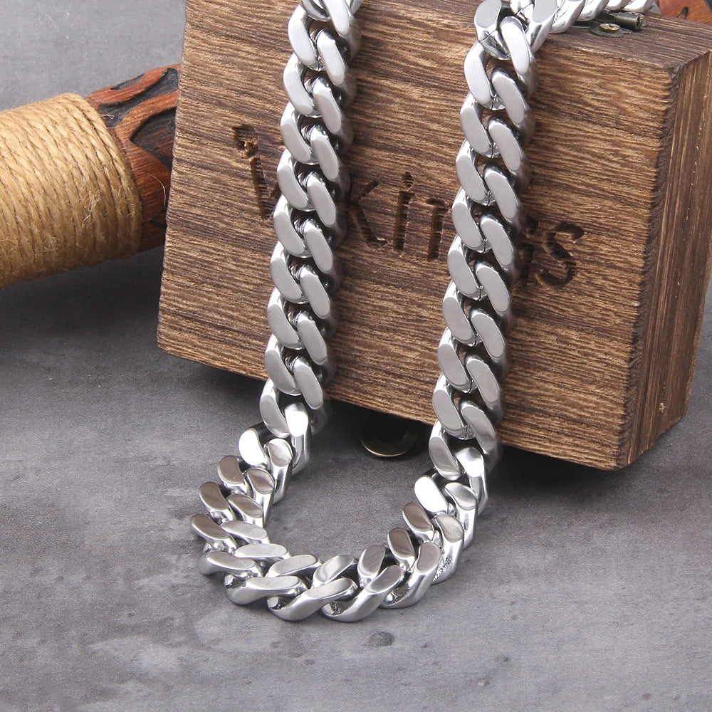 Punk Rock Stainless Steel Biker Mens Bracelet Link Chain Motorcycle Bike Bicycle Chain Bracelets Bangles Jewelry with wood box　