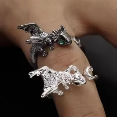 S925 Sterling Silver Viking Adjustable Goat Twist Ring with vintage viking wood box