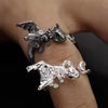 S925 Sterling Silver Viking Adjustable Goat Twist Ring with vintage viking wood box