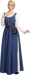 USA Stock DAIZBELLA Women Medieval Renaissance Dress Retro Viking Fake Two Piece Dress with Wasit Bag Cosplay Costume