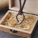 stainless steel Iron Color Viking Odin Rune Pendant Necklace with really leather Chain As Men Gift with wooden box