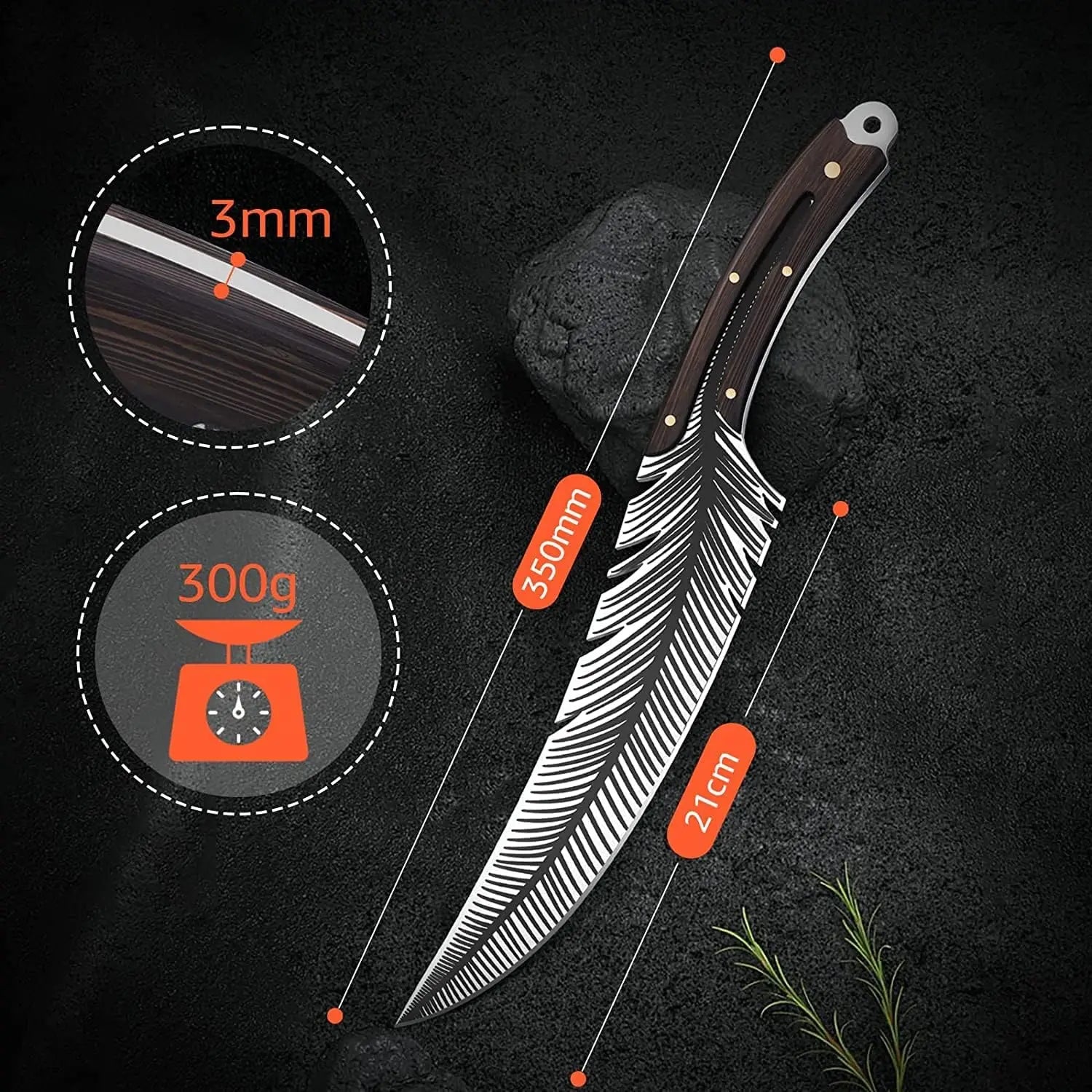 Feather Knife Hand Forged Viking Butcher Knife Boning for Meat Cutting Japanese Chef Knives with Sheath for kitchen Cooking