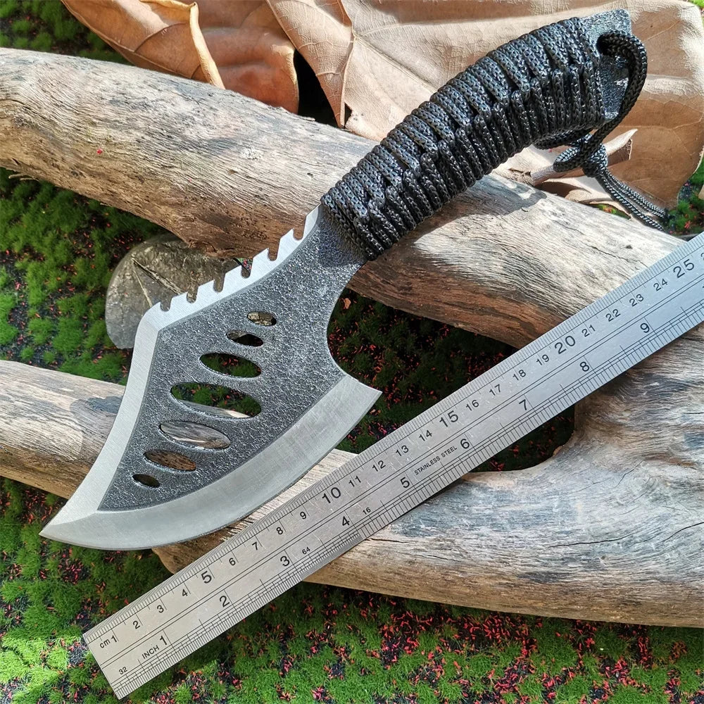 Stainless Steel Survival Hunting Tomahawk Ax - Lightweight Camping Hand Fire Ax with Paracord Handle and Nylon Sheath