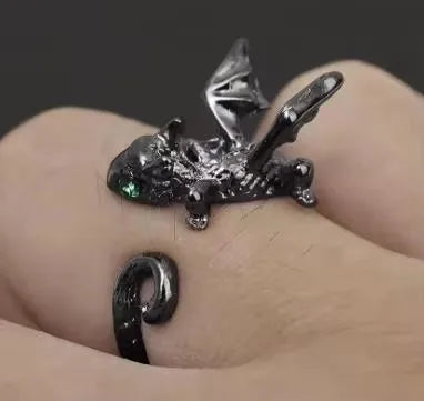 S925 Sterling Silver Viking Adjustable Goat Twist Ring with vintage viking wood box