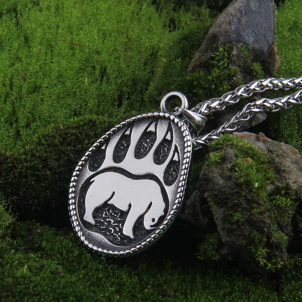 Never Fade Viking Bear Men's Pendant Necklace Punk Bear Claw High Quality As Men Jewelry