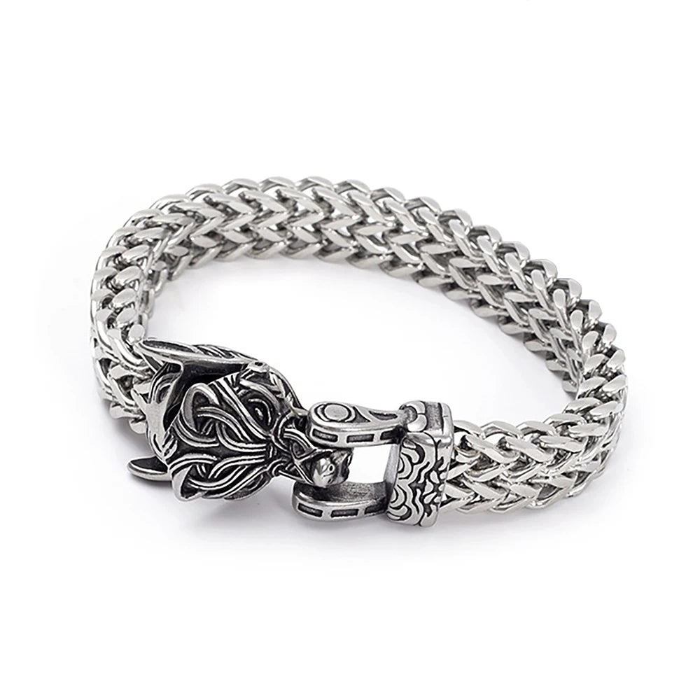 Fashion Vintage Viking Wolf Head Bracelet 316L Stainless Steel Cool Biker Animal Bracelets Party Charm Amulet Jewelry Wholesale